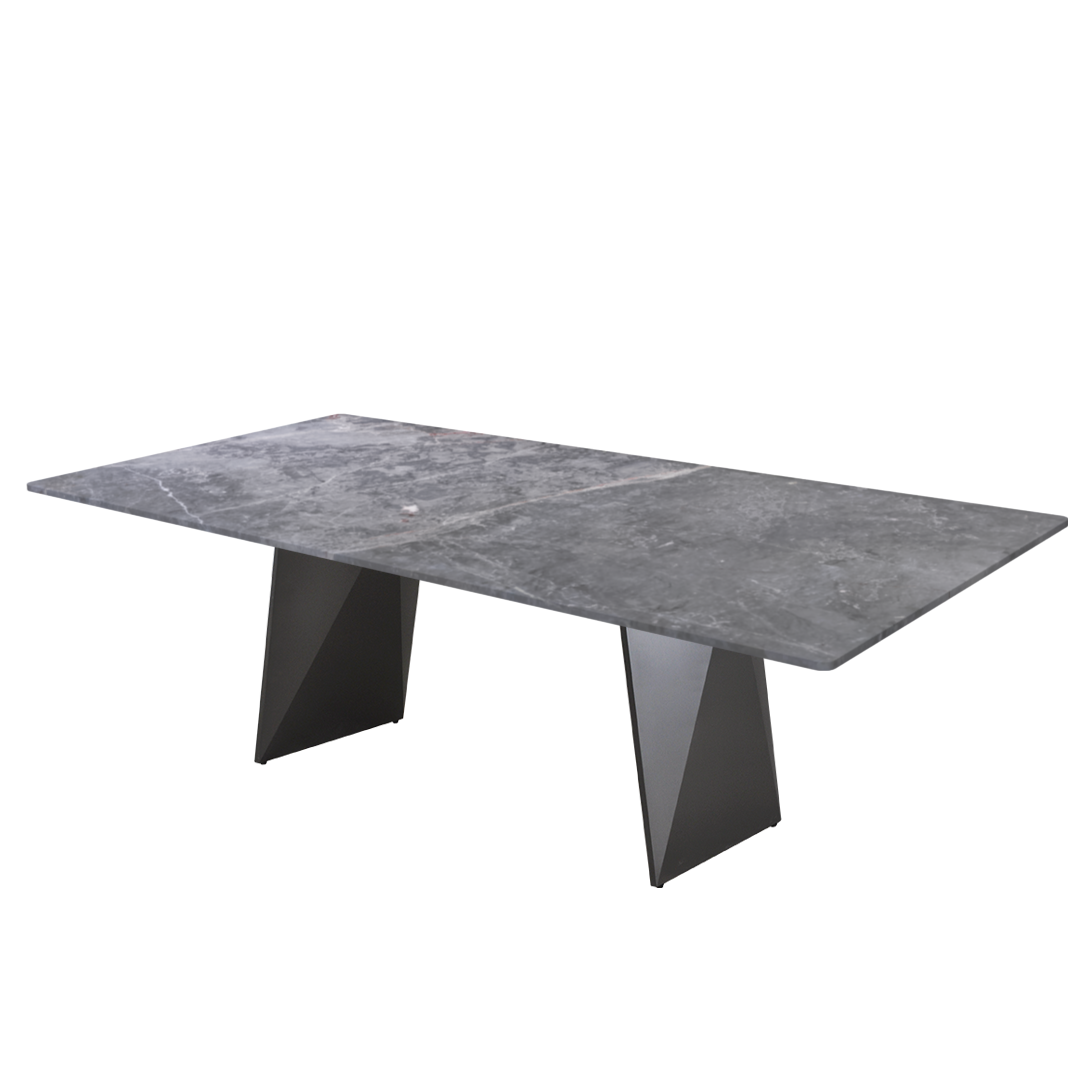 8ft Rectangular Perth Grey Natural Marble Dining Table