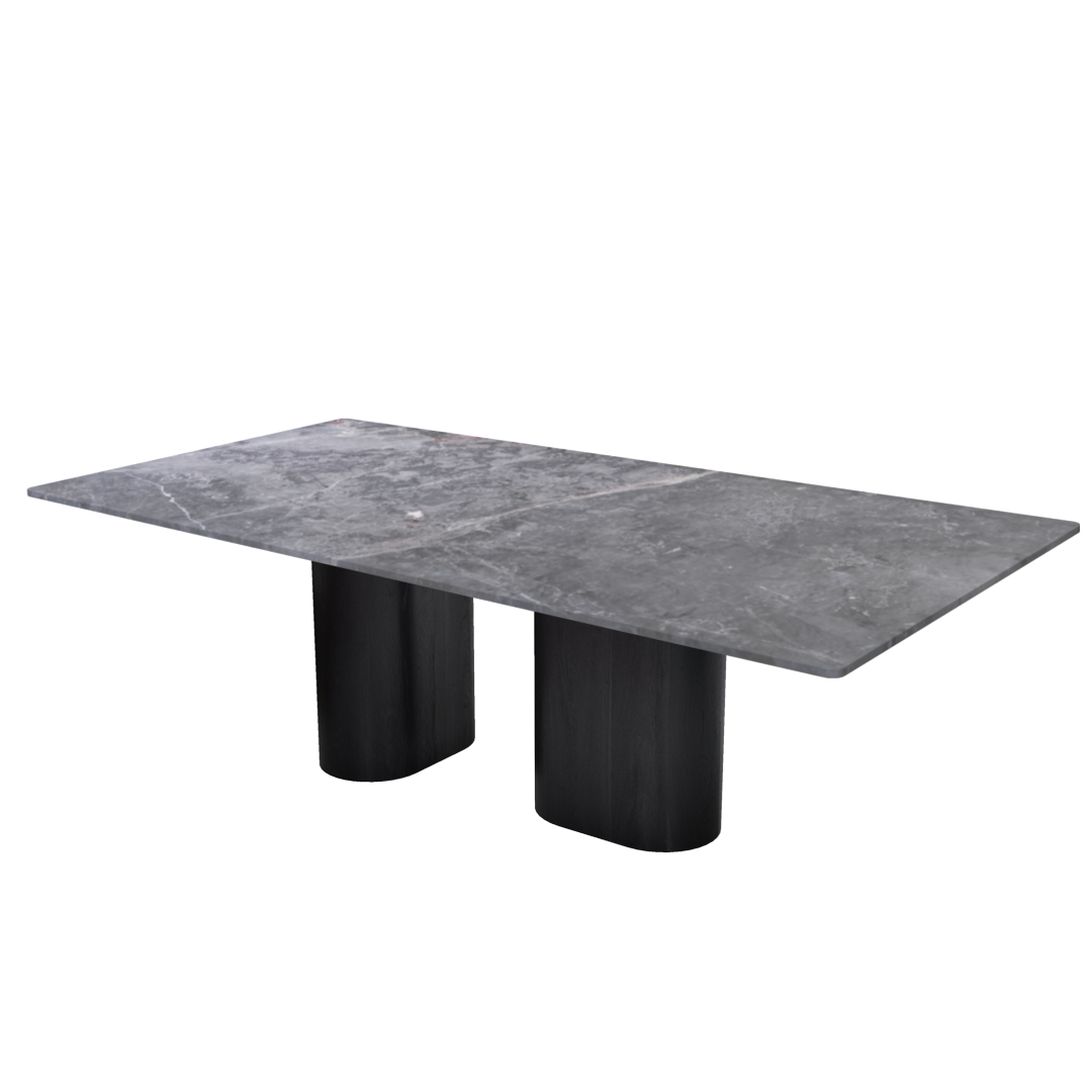 8ft Rectangular Perth Grey Natural Marble Dining Table