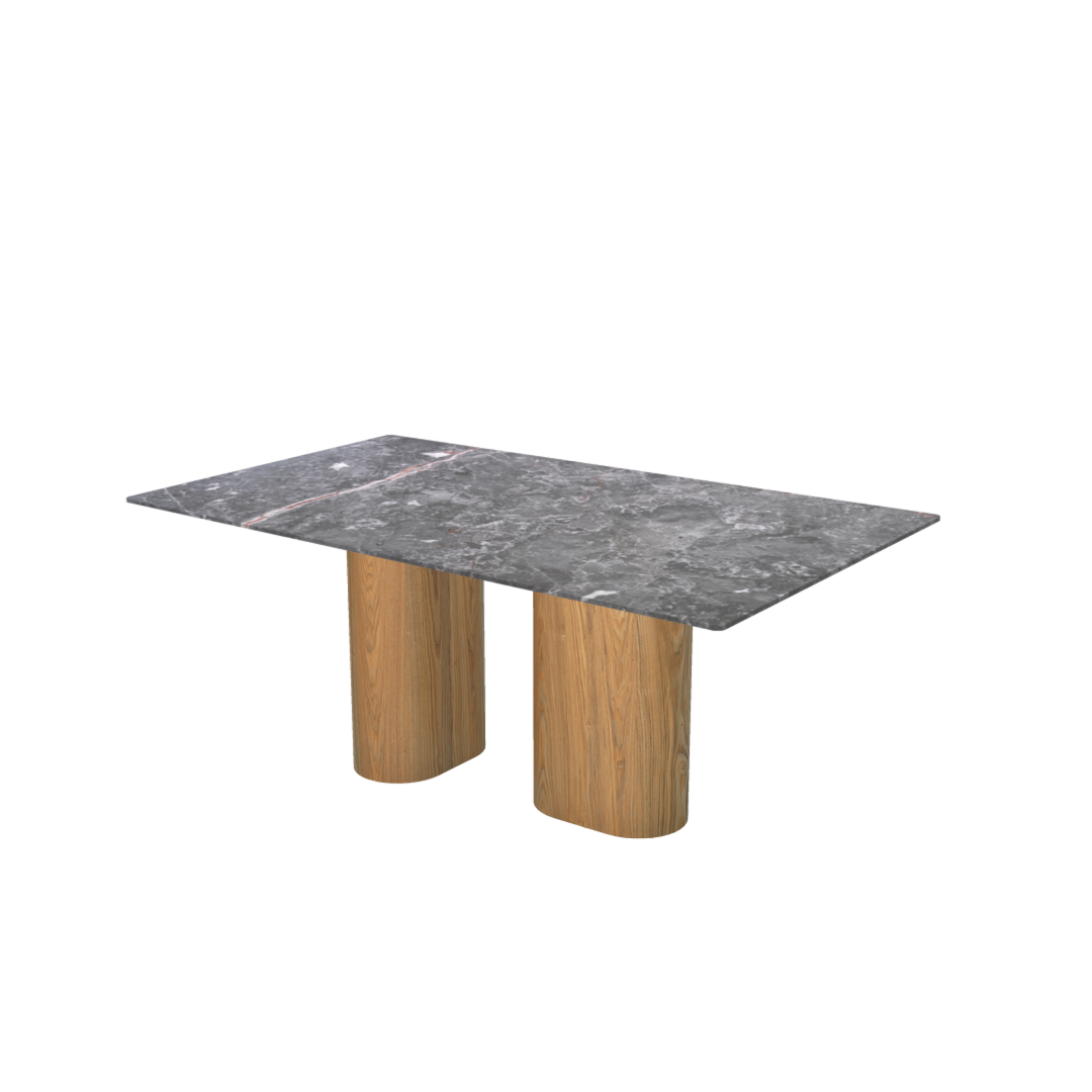 6ft Rectangular Perth Grey Natural Marble Dining Table