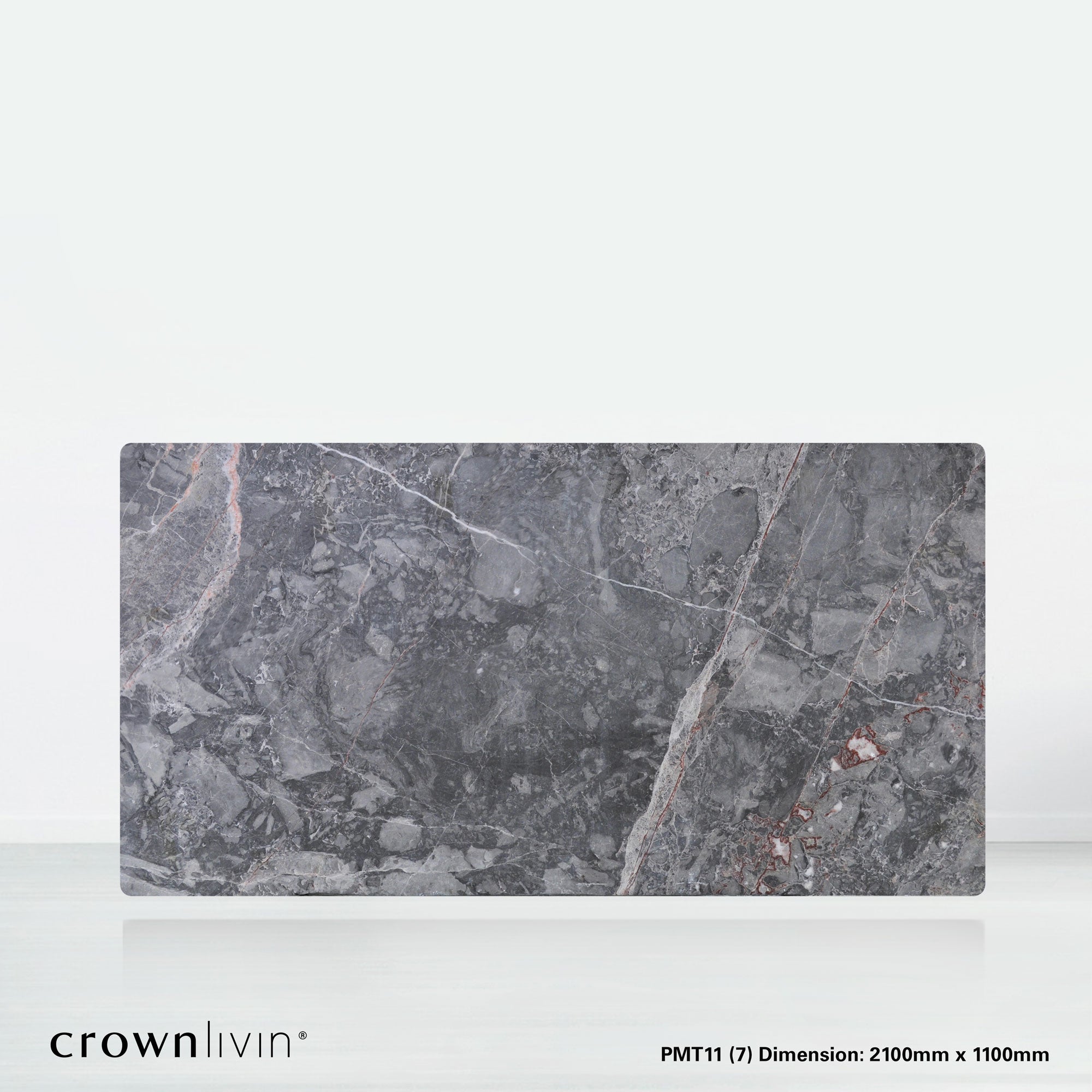 7ft Rectangular Perth Grey Natural Marble Dining Table