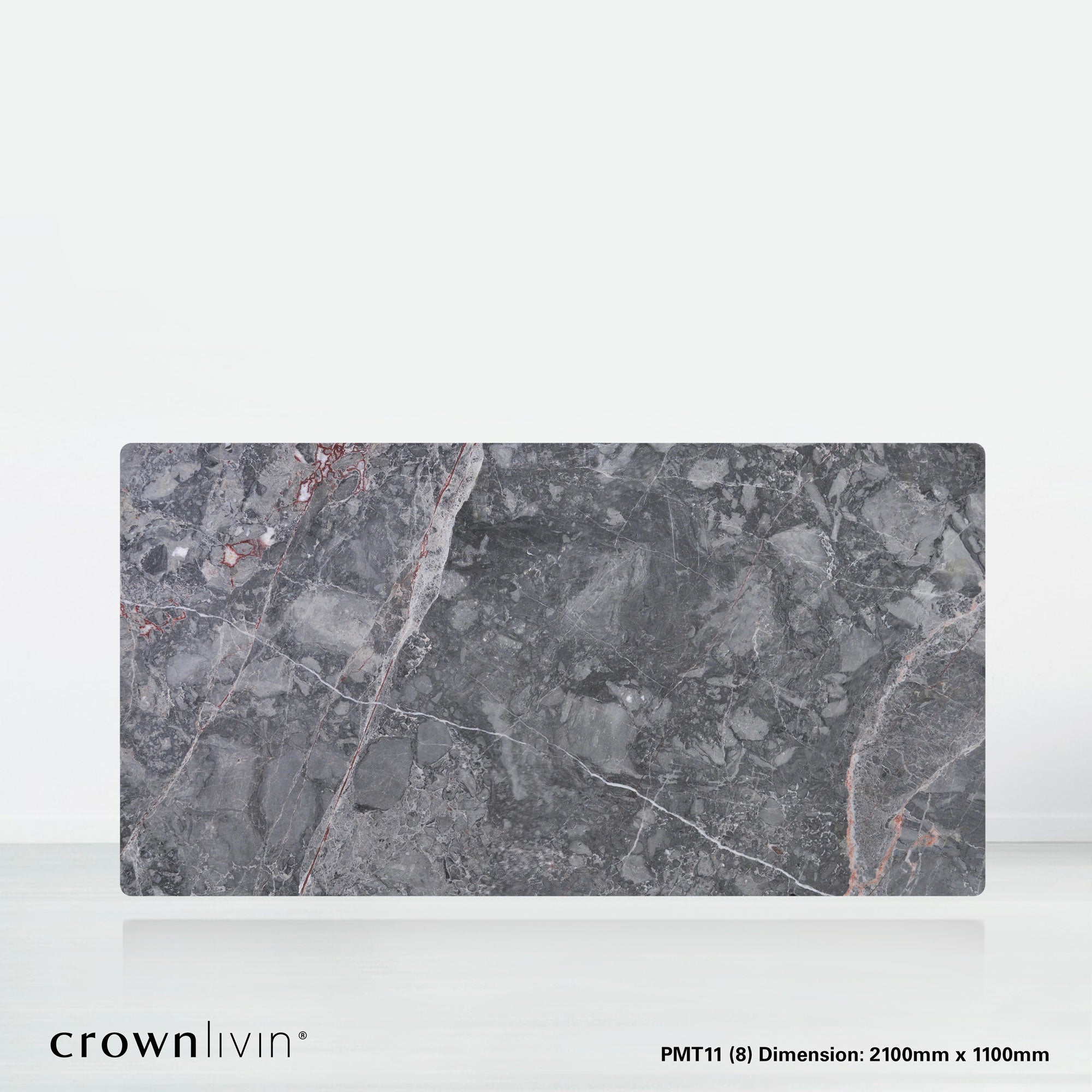 7ft Rectangular Perth Grey Natural Marble Dining Table
