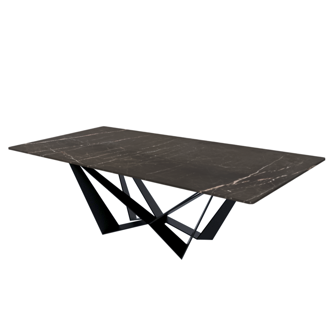 8ft Rectangular Coffee Mousse Natural Marble Dining Table
