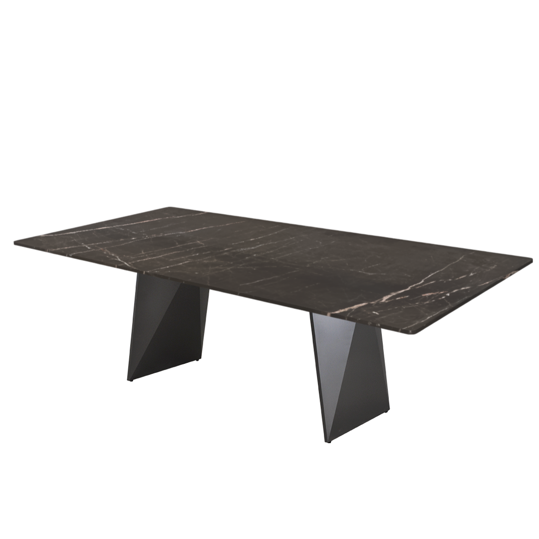 8ft Rectangular Coffee Mousse Natural Marble Dining Table