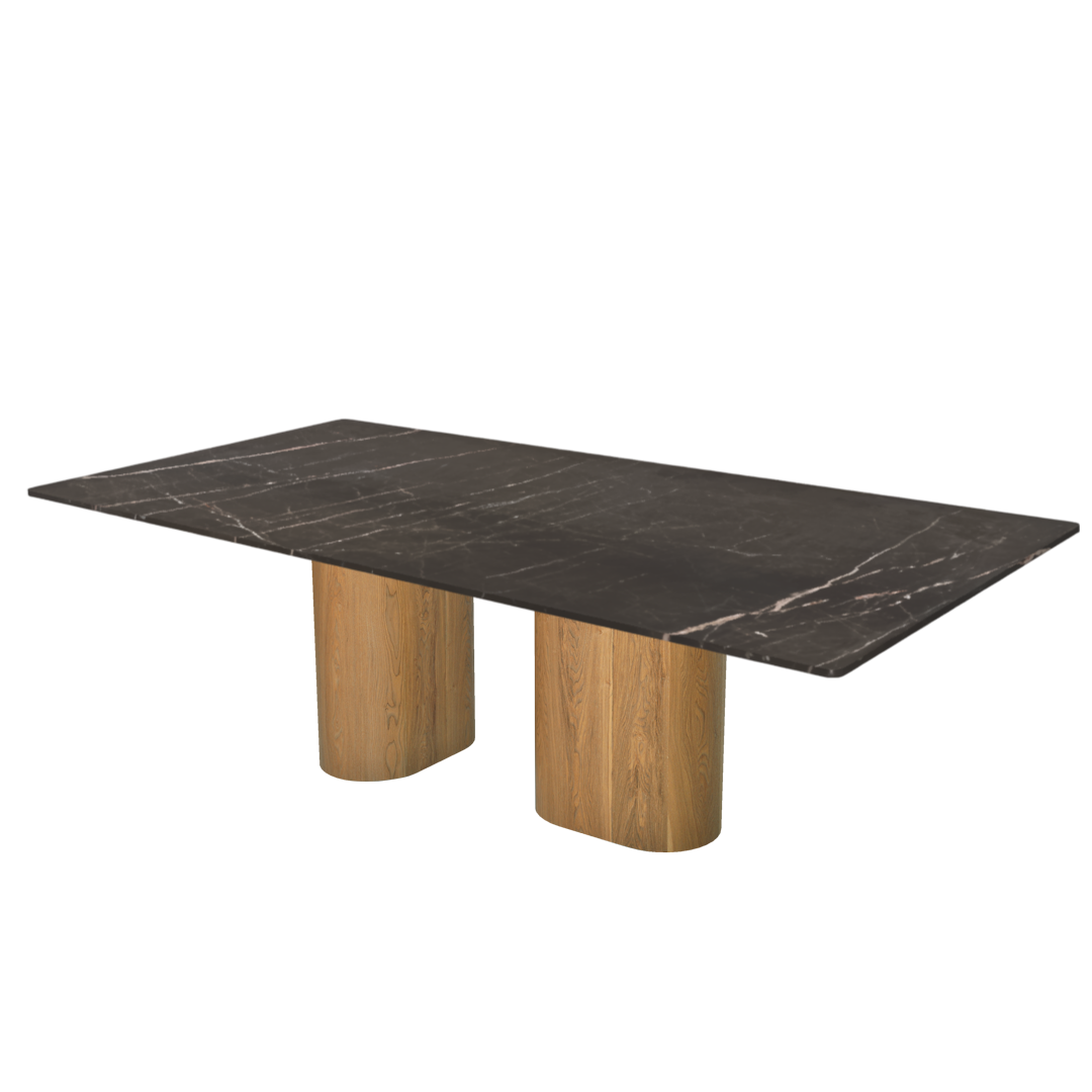 8ft Rectangular Coffee Mousse Natural Marble Dining Table