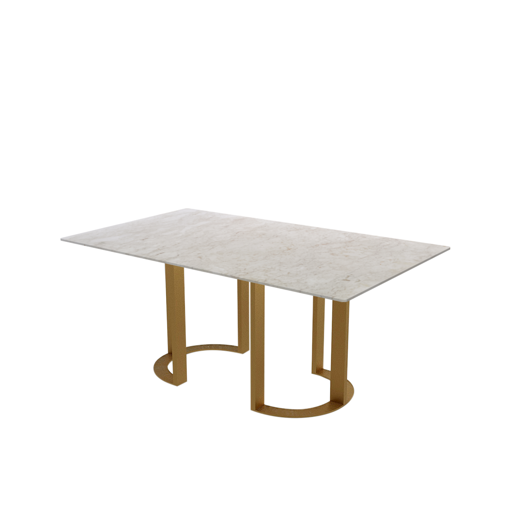 6ft Rectangular Crema Marfil Natural Marble Dining Table
