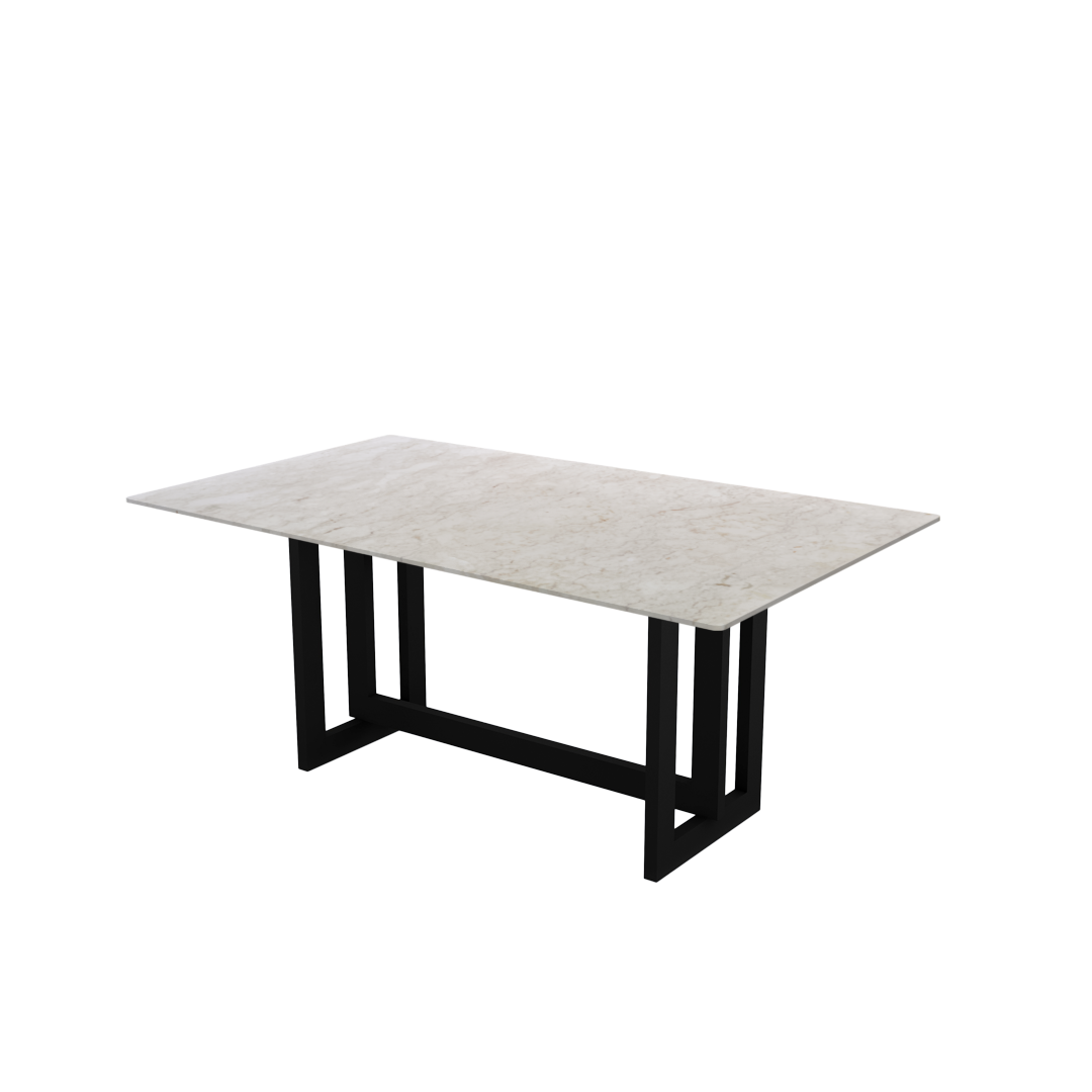 6ft Rectangular Crema Marfil Natural Marble Dining Table