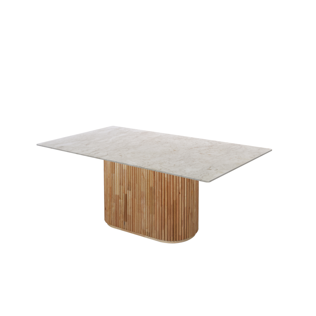 6ft Rectangular Crema Marfil Natural Marble Dining Table