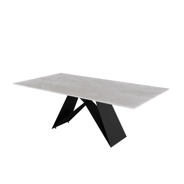 8ft Rectangular Diamond white Natural Marble Dining Table