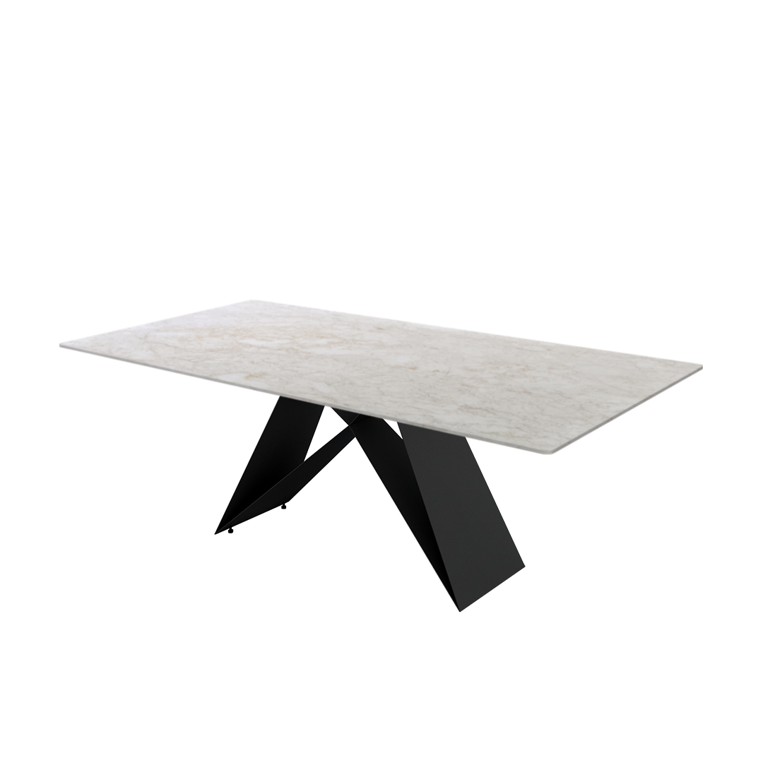 7ft Rectangular Crema Marfil Natural Marble Dining Table