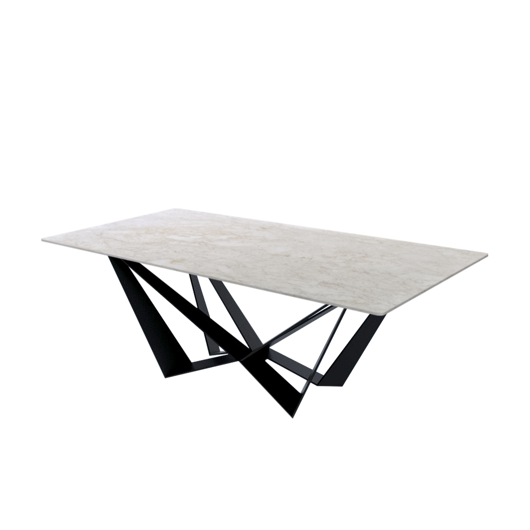 7ft Rectangular Crema Marfil Natural Marble Dining Table