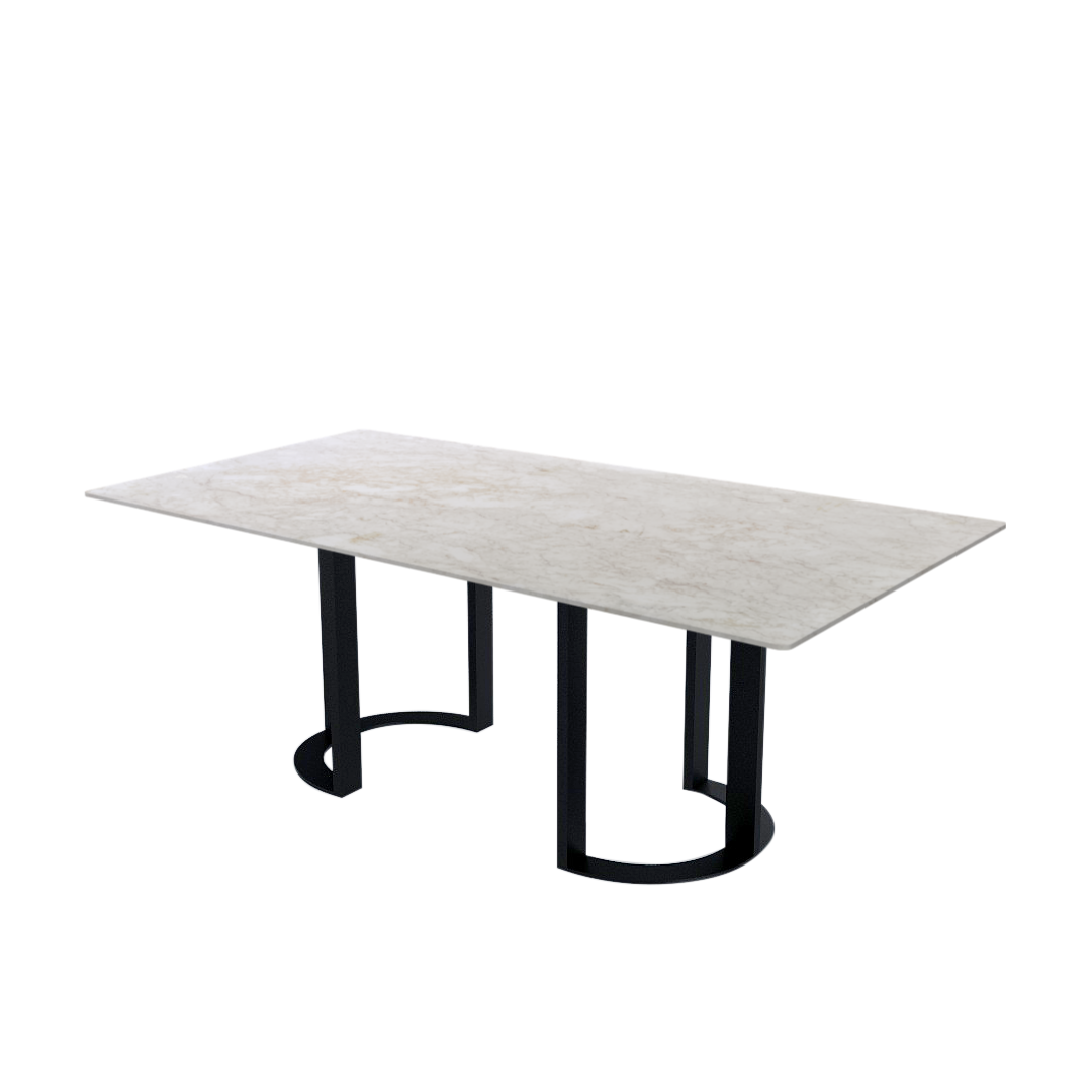 7ft Rectangular Crema Marfil Natural Marble Dining Table