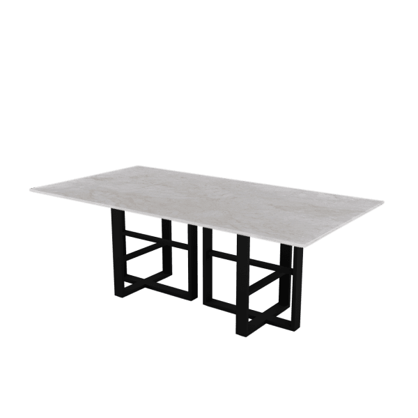 8ft Rectangular Diamond white Natural Marble Dining Table