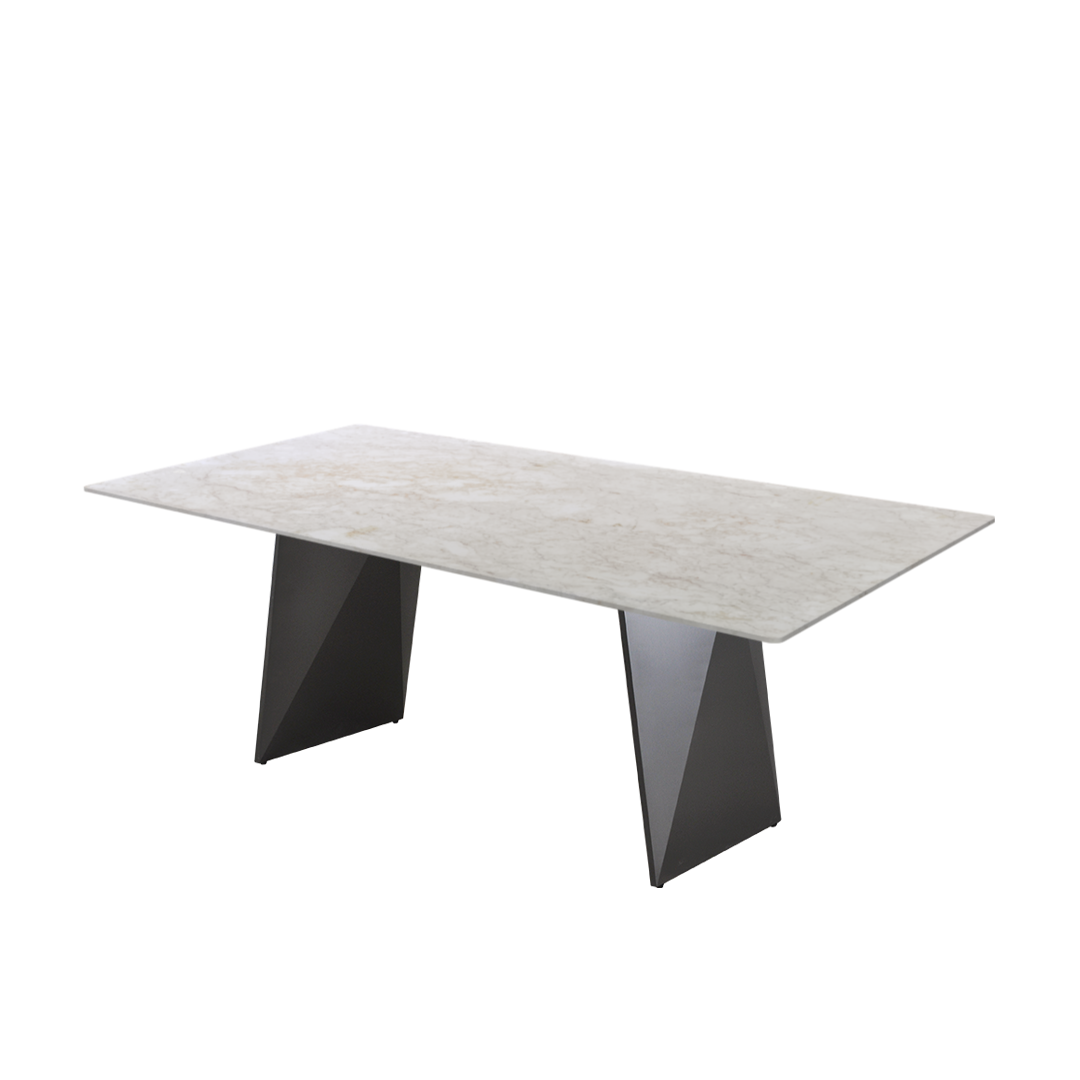 7ft Rectangular Crema Marfil Natural Marble Dining Table