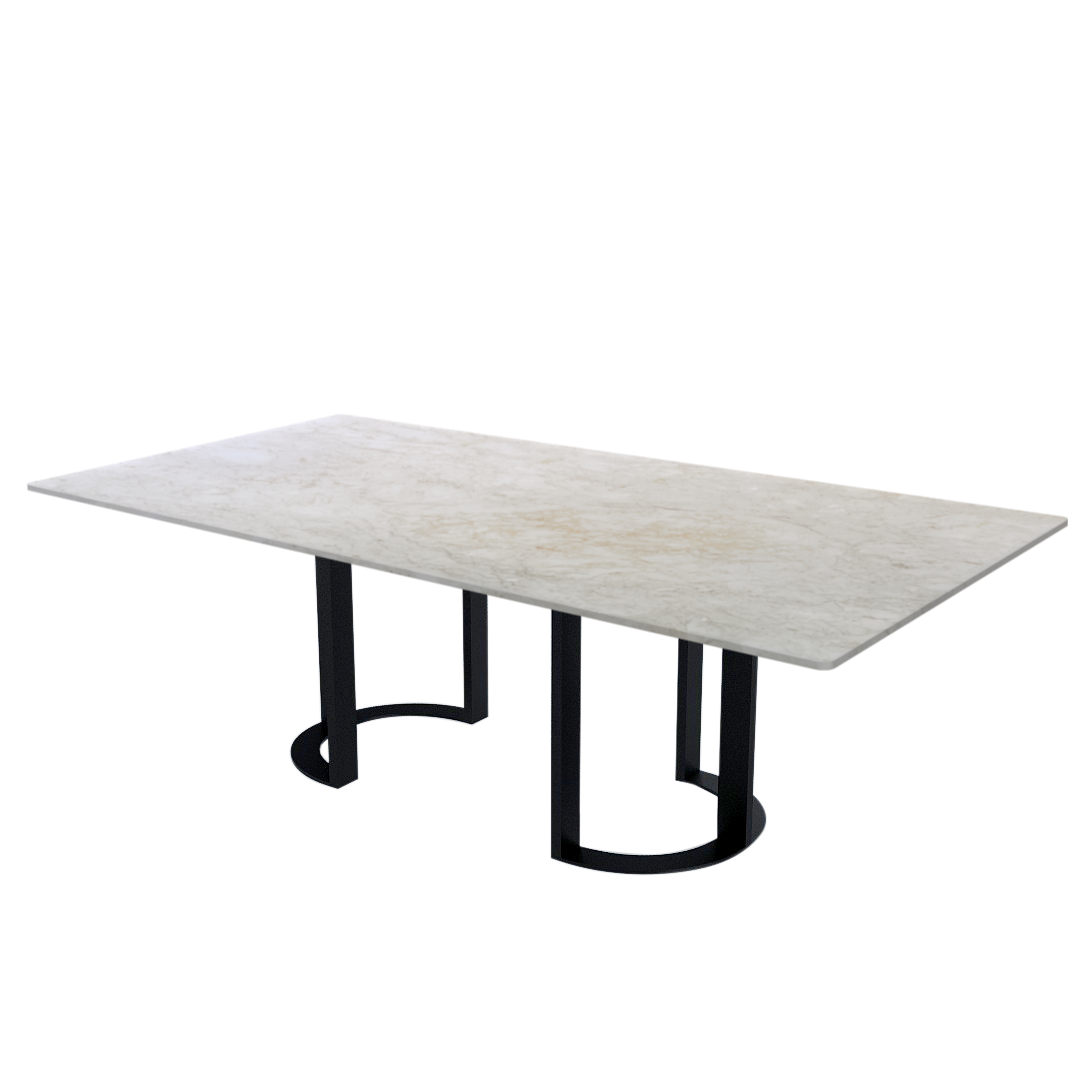 8ft Rectangular Crema Marfil Natural Marble Dining Table