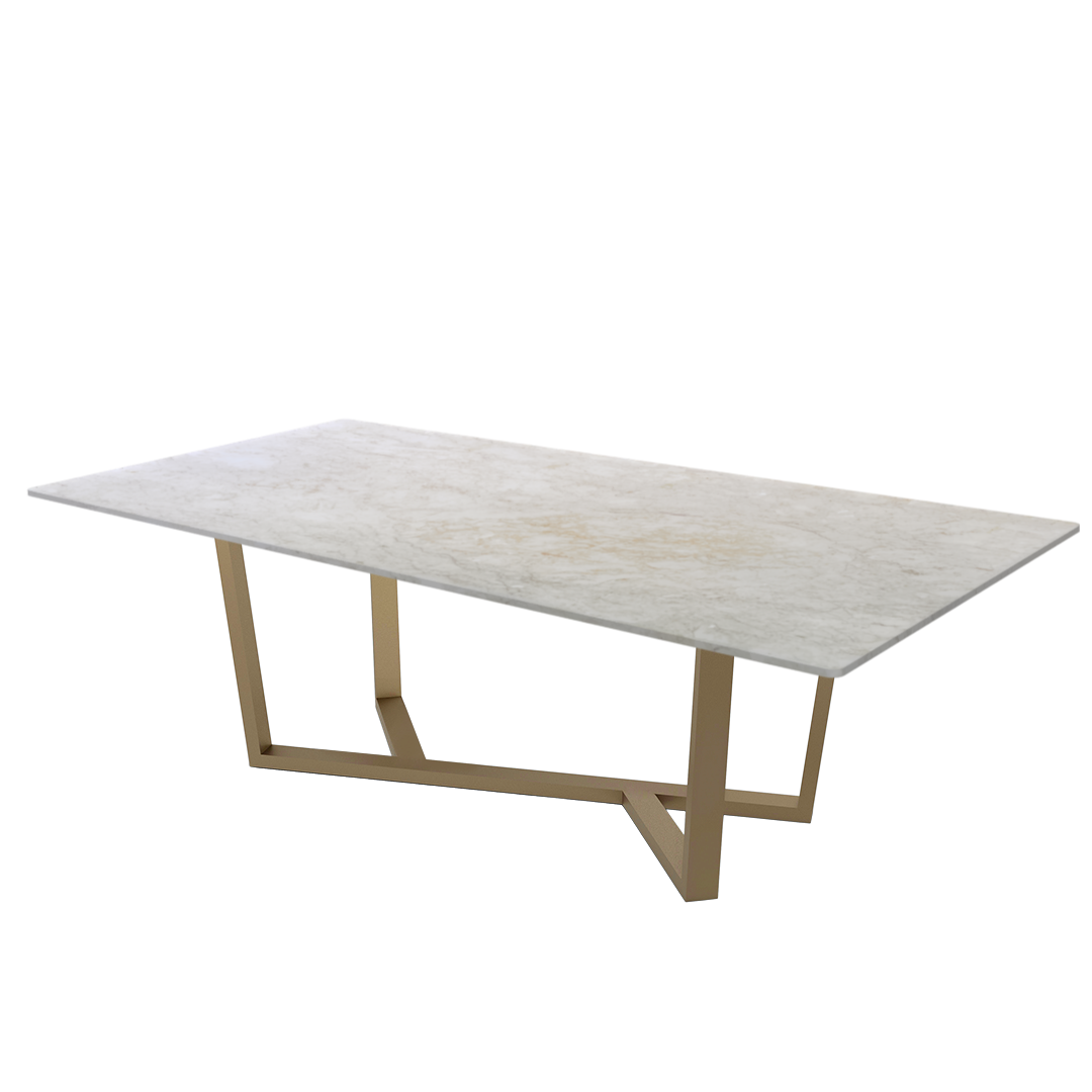 8ft Rectangular Crema Marfil Natural Marble Dining Table