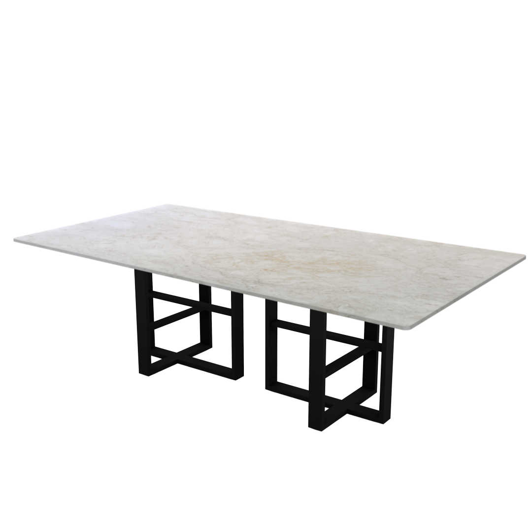 8ft Rectangular Crema Marfil Natural Marble Dining Table