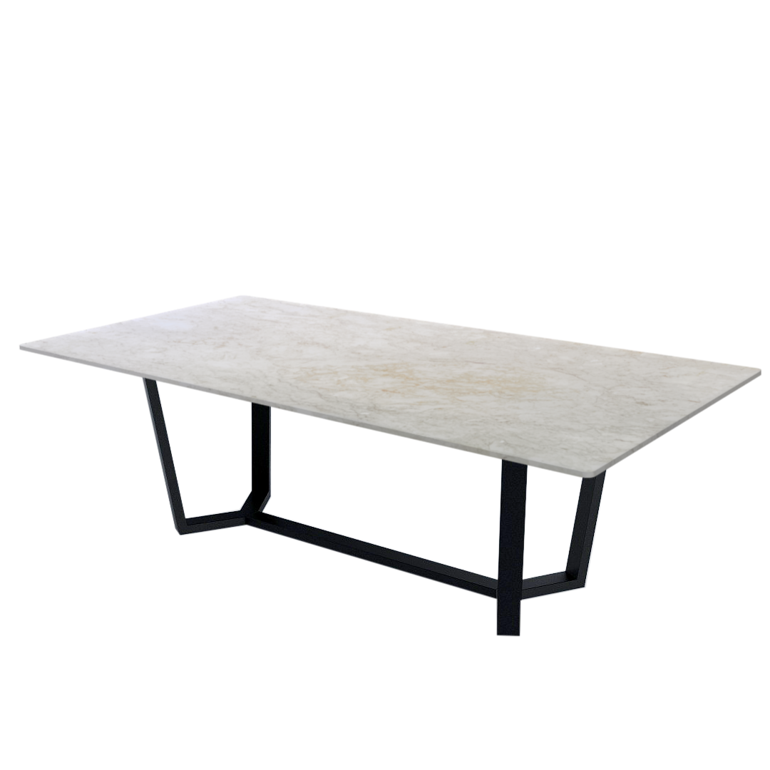 8ft Rectangular Crema Marfil Natural Marble Dining Table