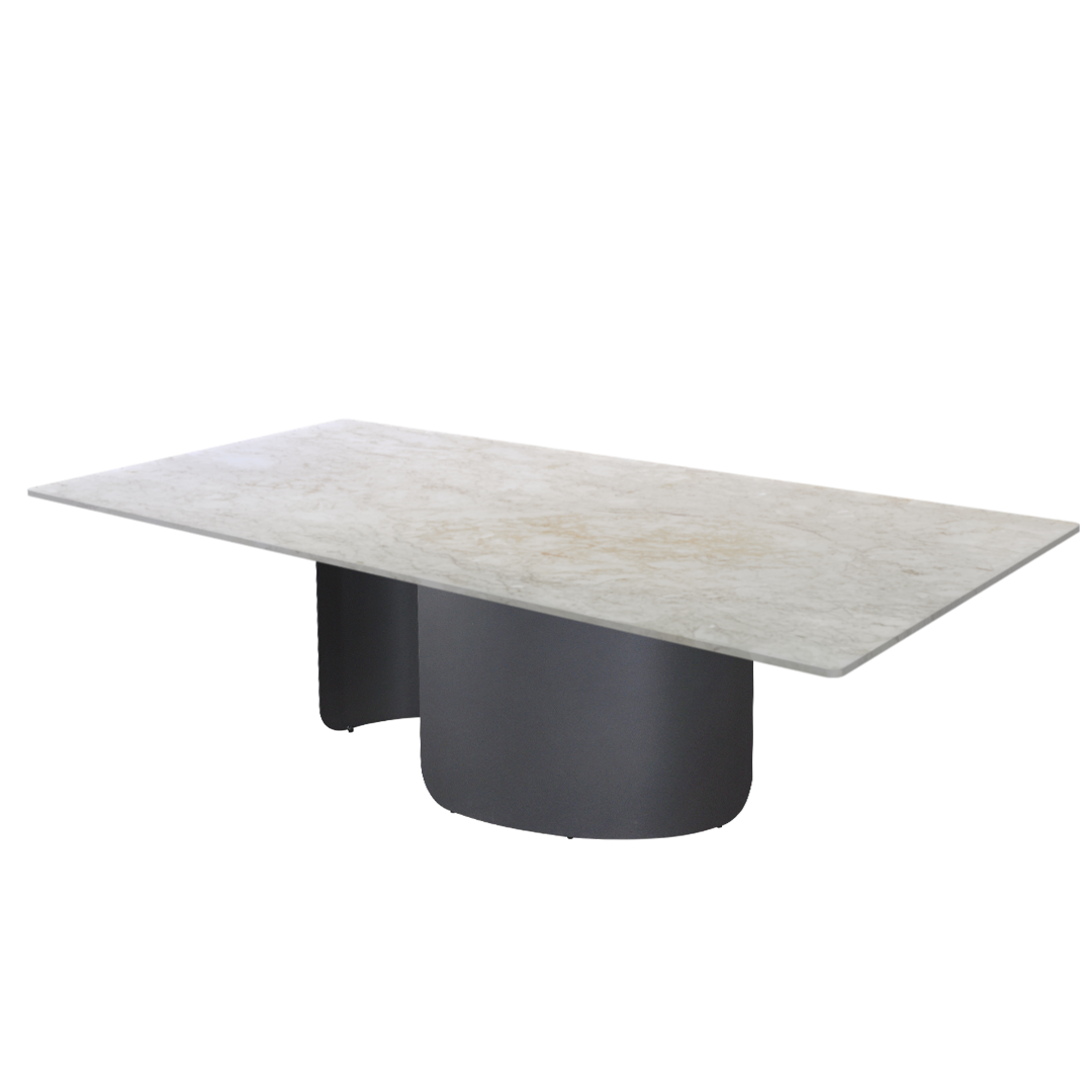 8ft Rectangular Crema Marfil Natural Marble Dining Table