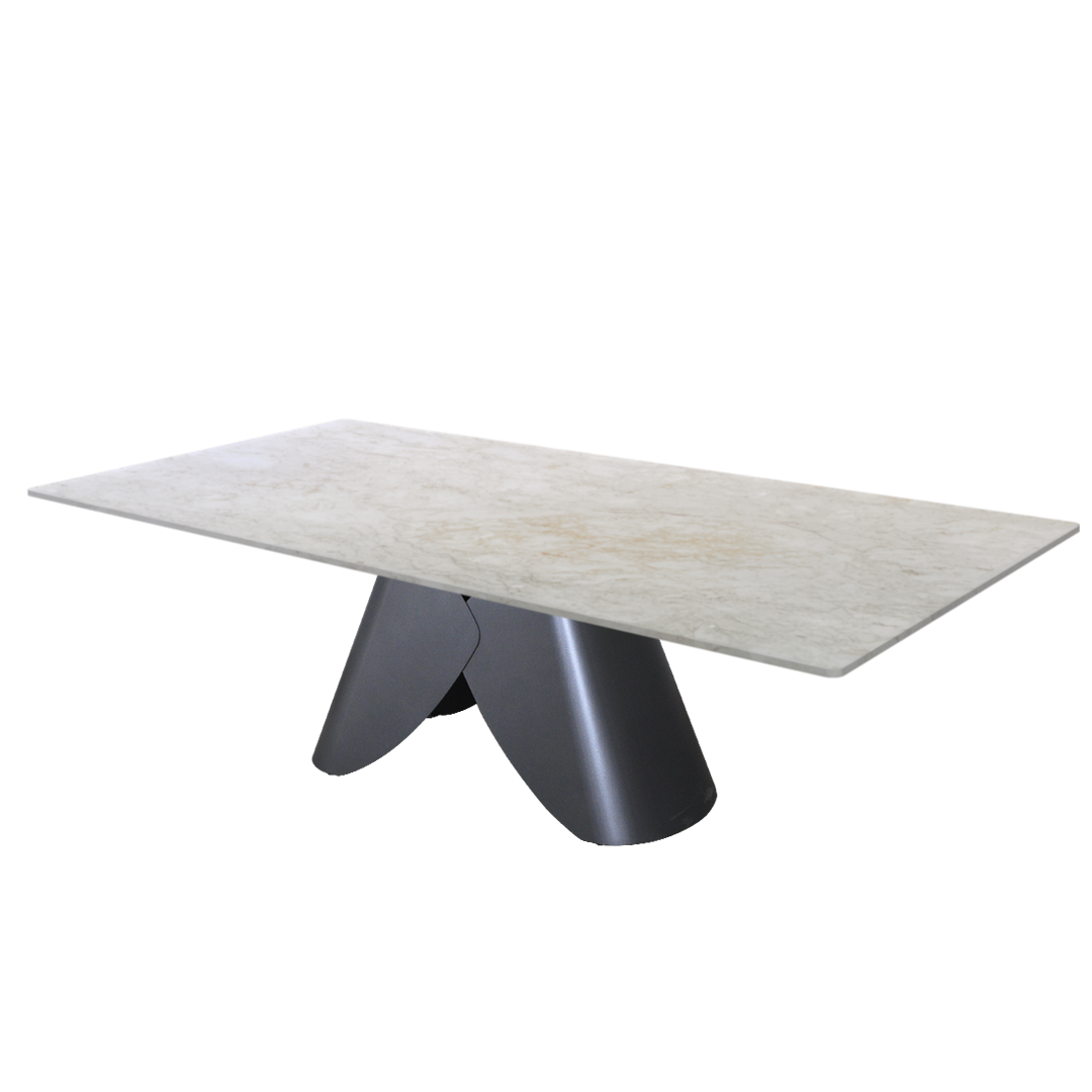 8ft Rectangular Crema Marfil Natural Marble Dining Table