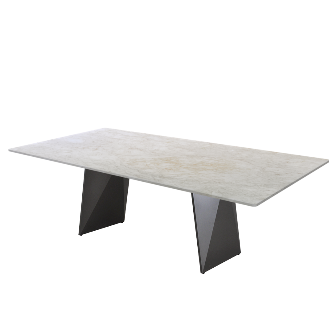 8ft Rectangular Crema Marfil Natural Marble Dining Table