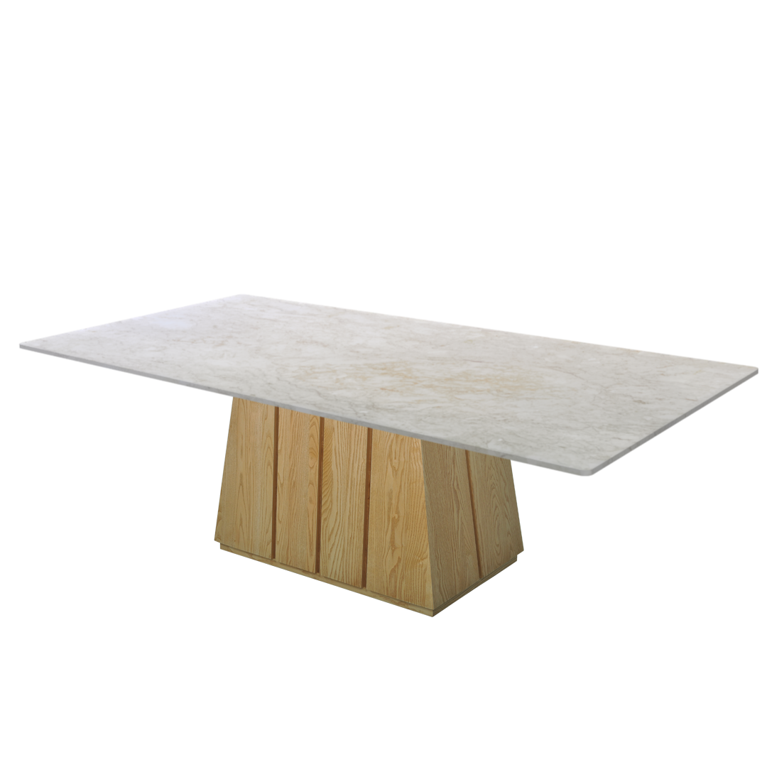 8ft Rectangular Crema Marfil Natural Marble Dining Table