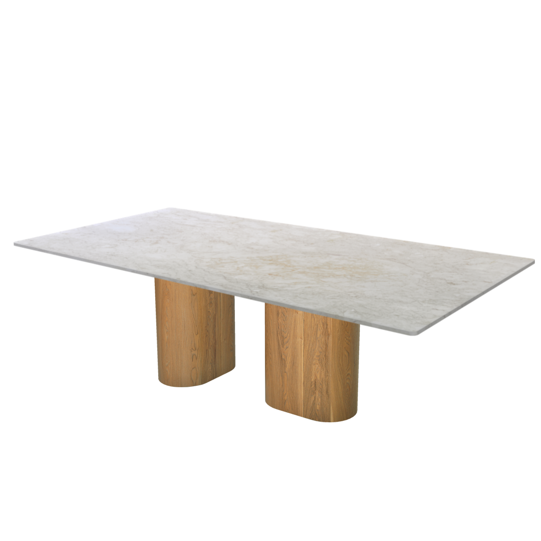 8ft Rectangular Crema Marfil Natural Marble Dining Table