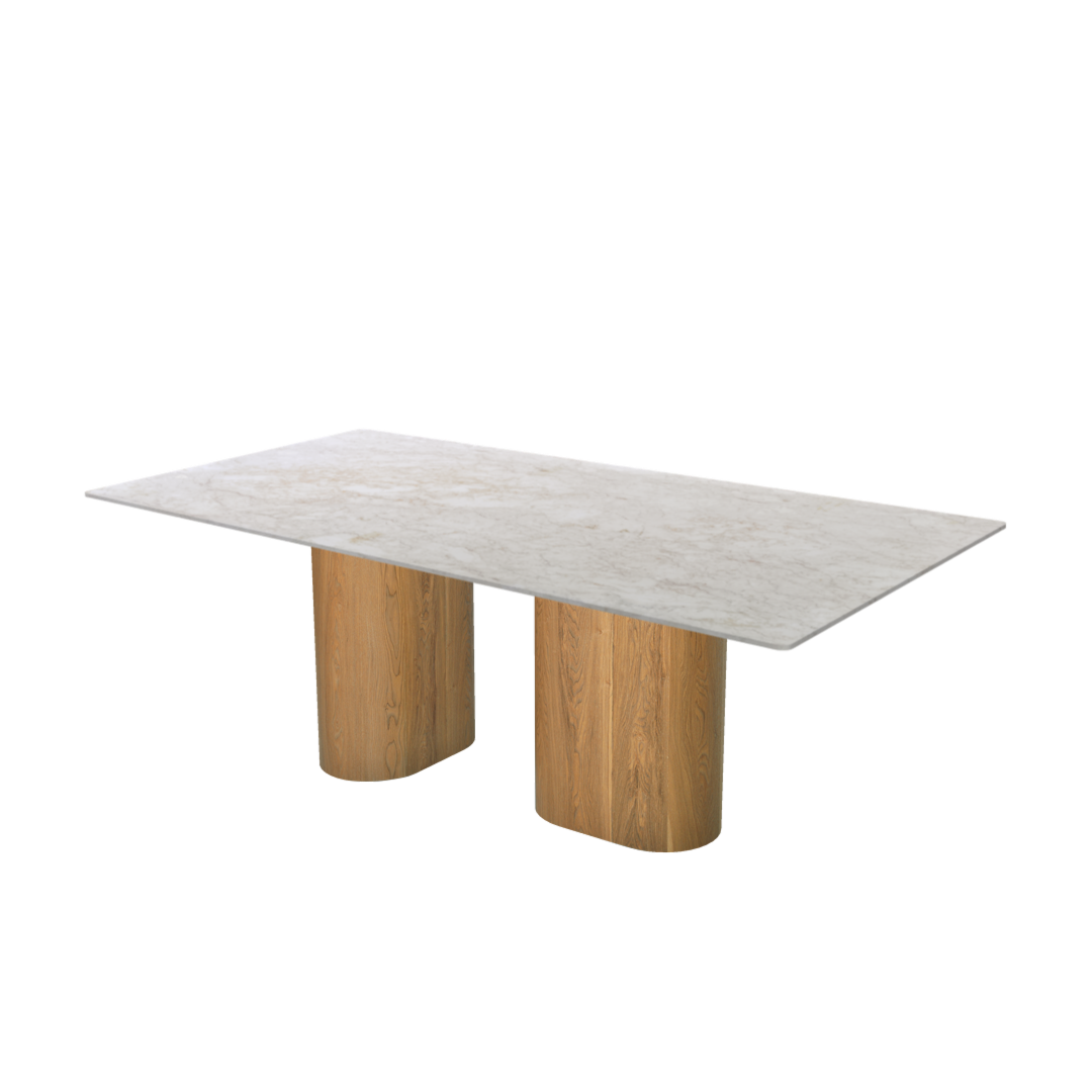7ft Rectangular Crema Marfil Natural Marble Dining Table