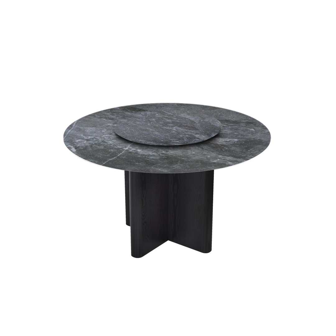 4.3ft Round Era Silver Natural Marble Dining Table