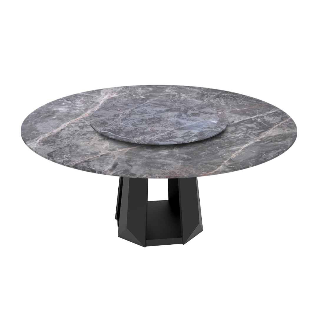 6ft Round Persian Grey Natural Marble Dining Table