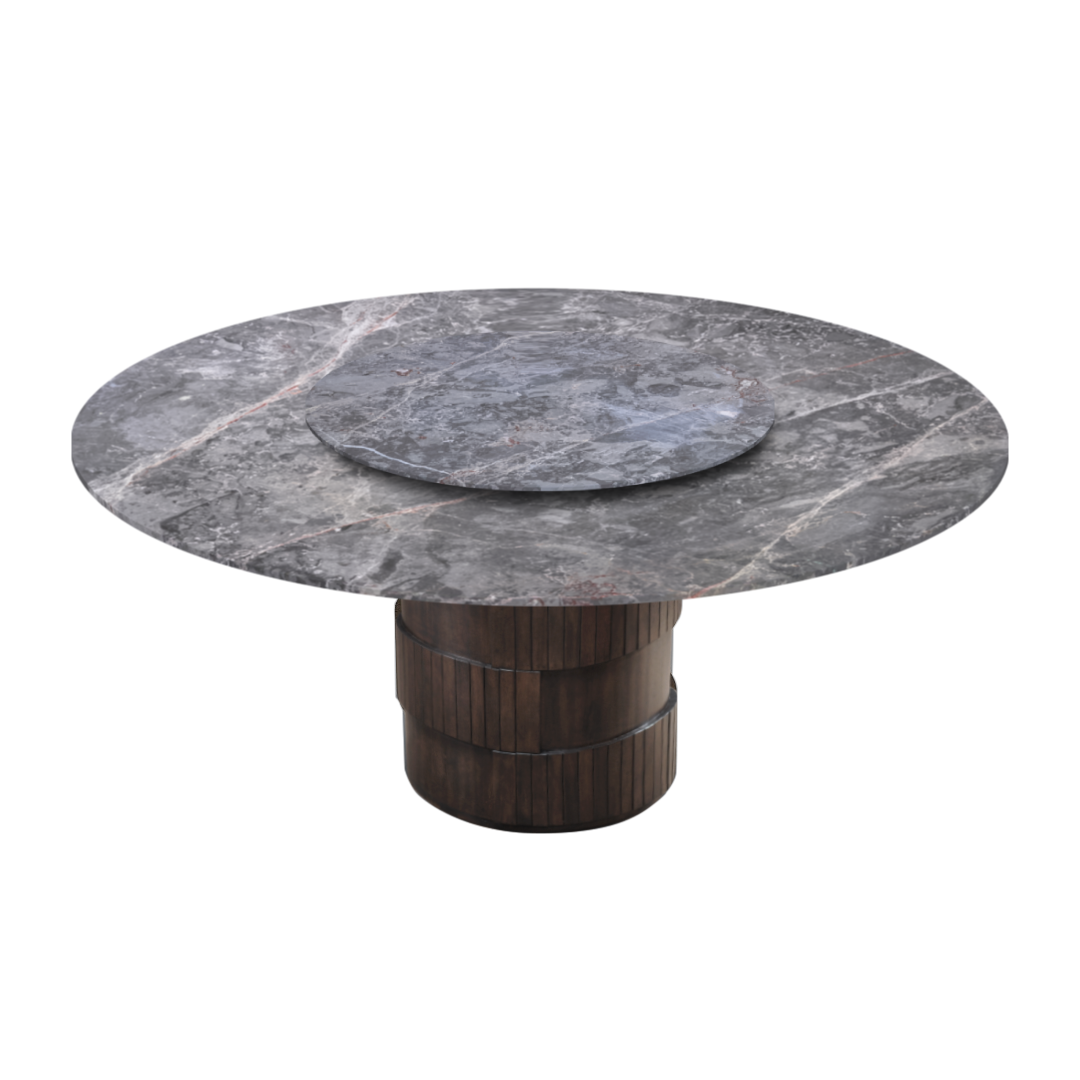 6ft Round Persian Grey Natural Marble Dining Table