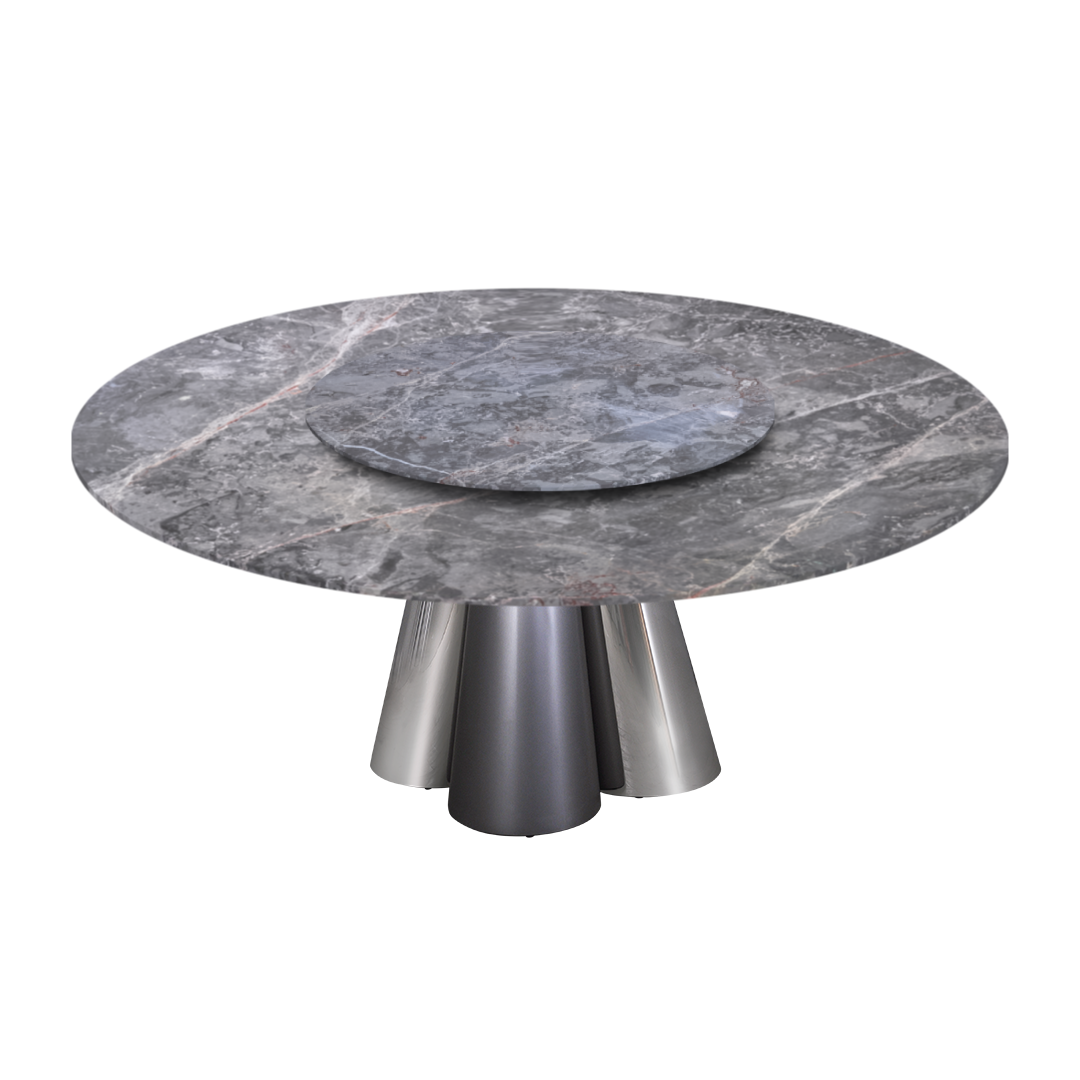 6ft Round Persian Grey Natural Marble Dining Table