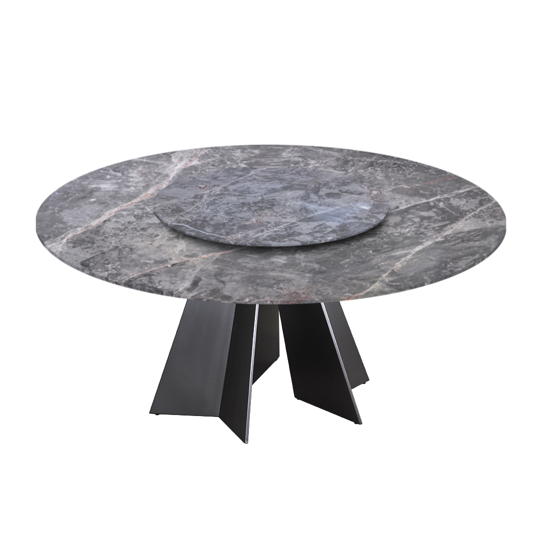 6ft Round Persian Grey Natural Marble Dining Table