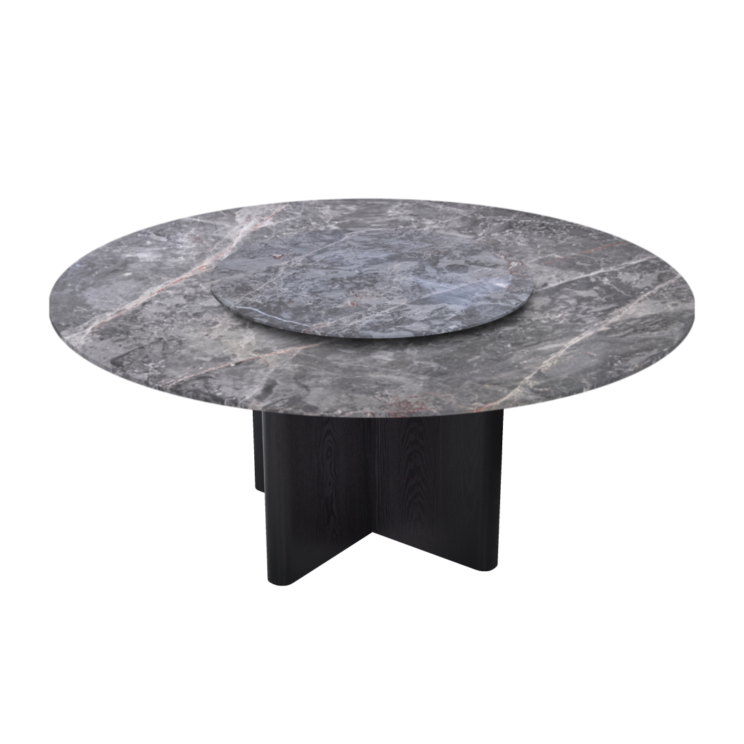 6ft Round Persian Grey Natural Marble Dining Table