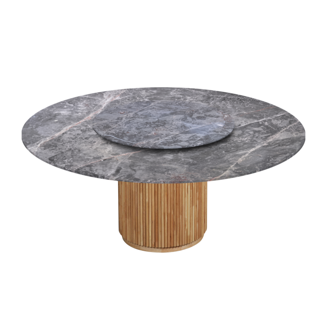 6ft Round Persian Grey Natural Marble Dining Table