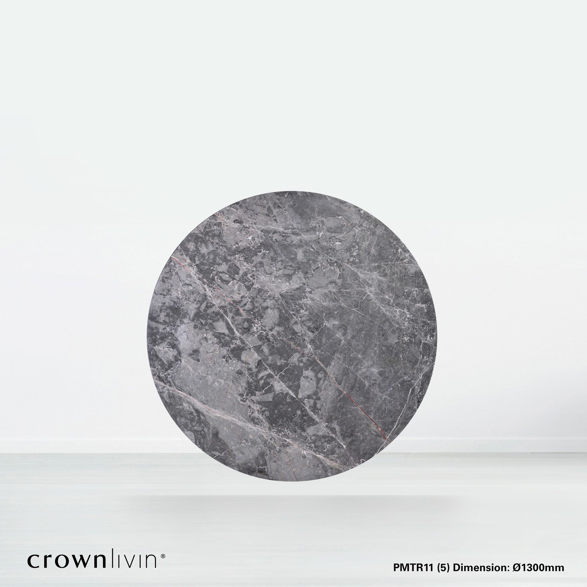 4.3ft Round Persian Grey Natural Marble Dining Table