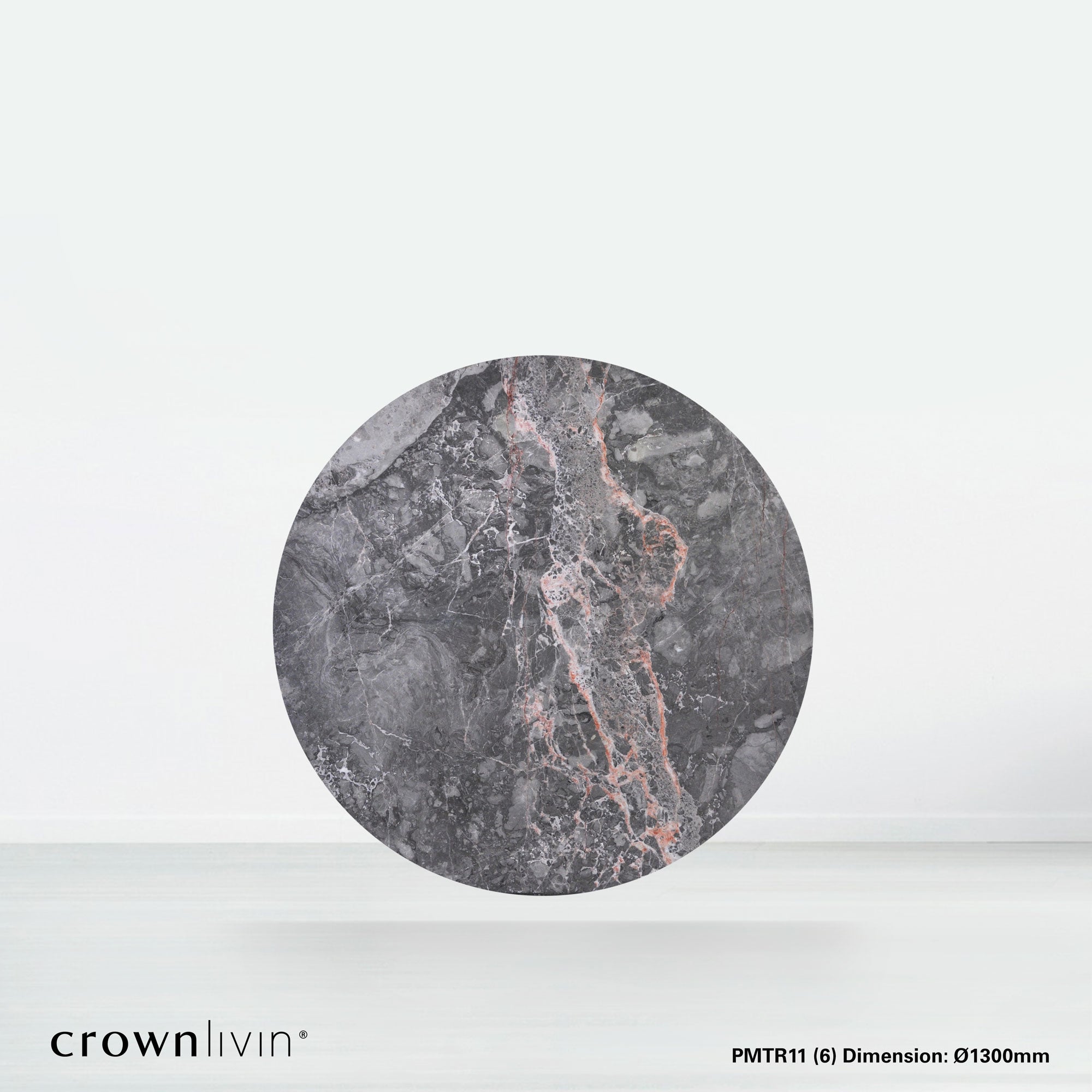 4.3ft Round Persian Grey Natural Marble Dining Table