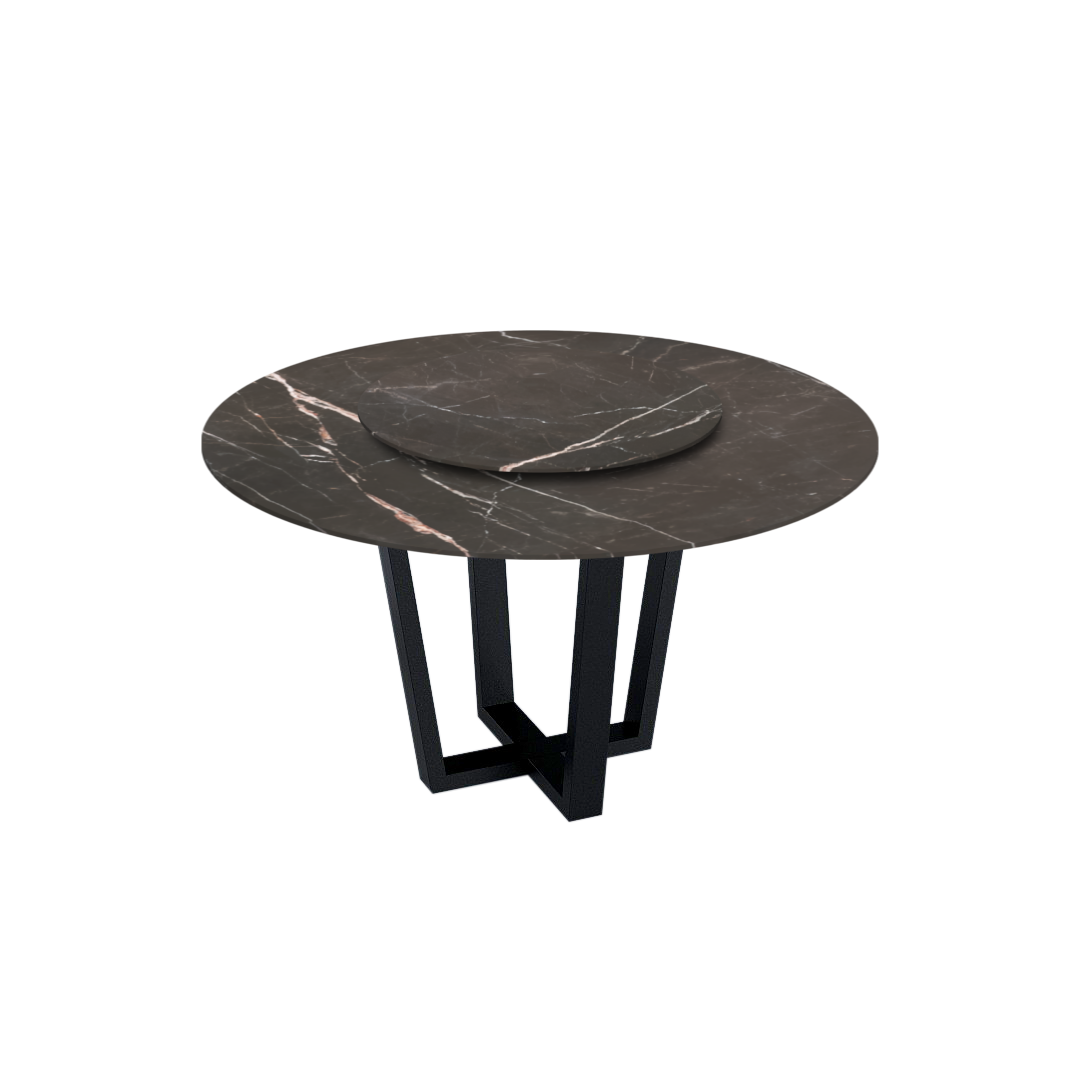 4.3ft Round Coffee Mousse Natural Marble Dining Table