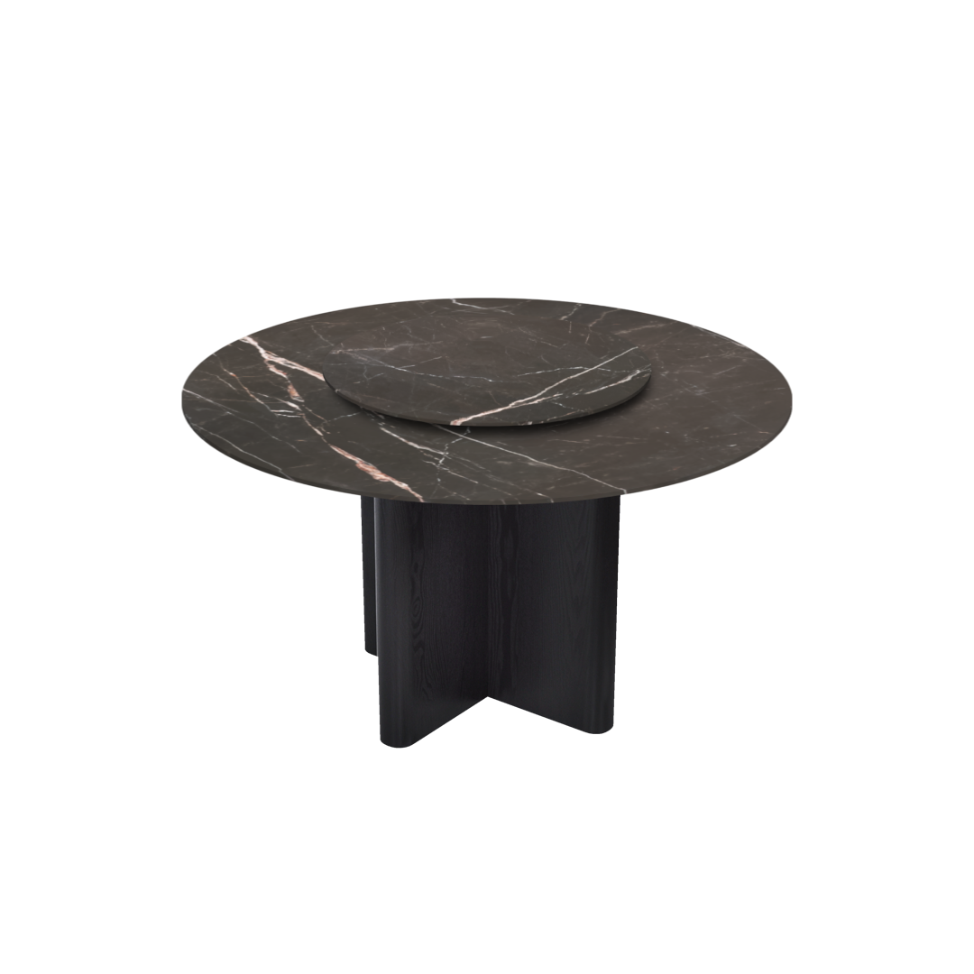 4.3ft Round Coffee Mousse Natural Marble Dining Table