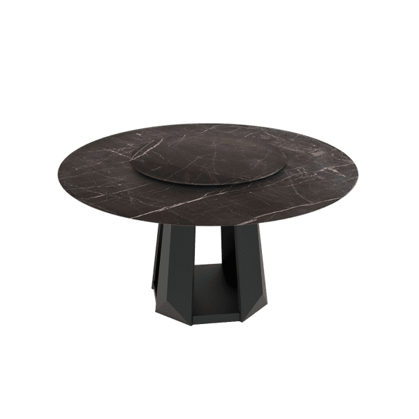 6ft Round Diamond White Natural Marble Dining Table