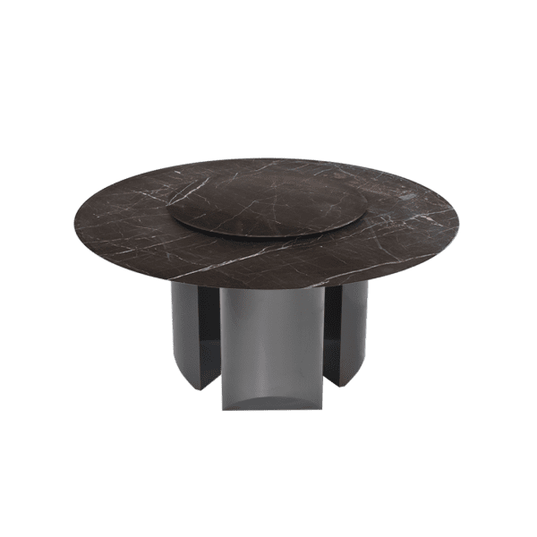 6ft Round Diamond White Natural Marble Dining Table