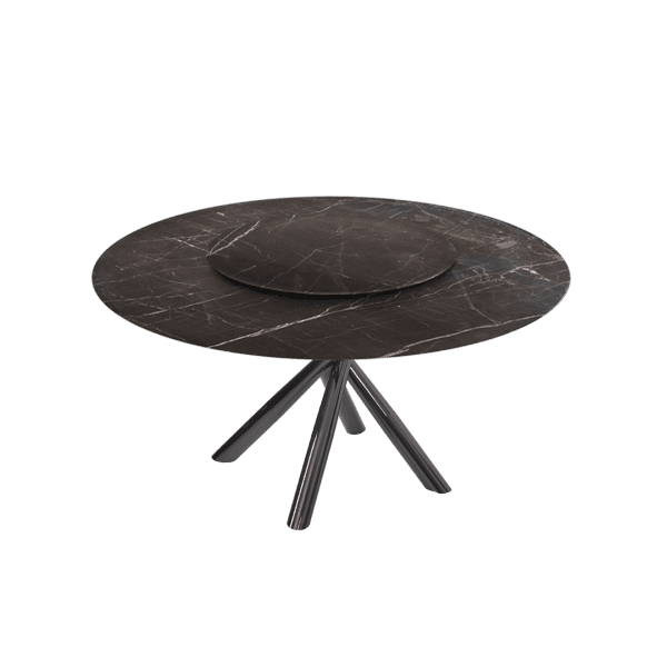 6ft Round Diamond White Natural Marble Dining Table