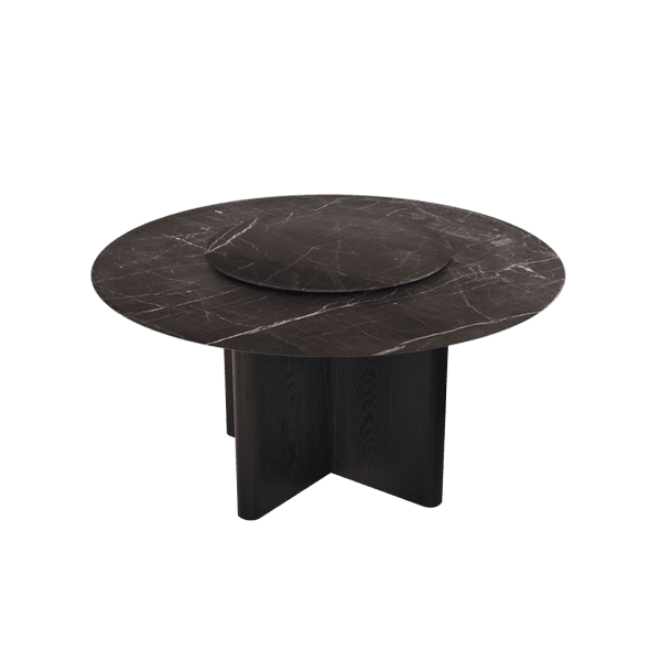 4.3ft Round Hermes Grey Natural Marble Dining Table