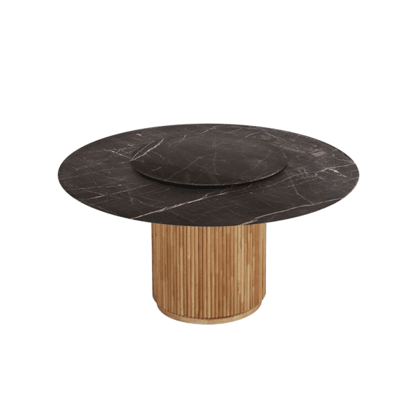 6ft Round Diamond White Natural Marble Dining Table