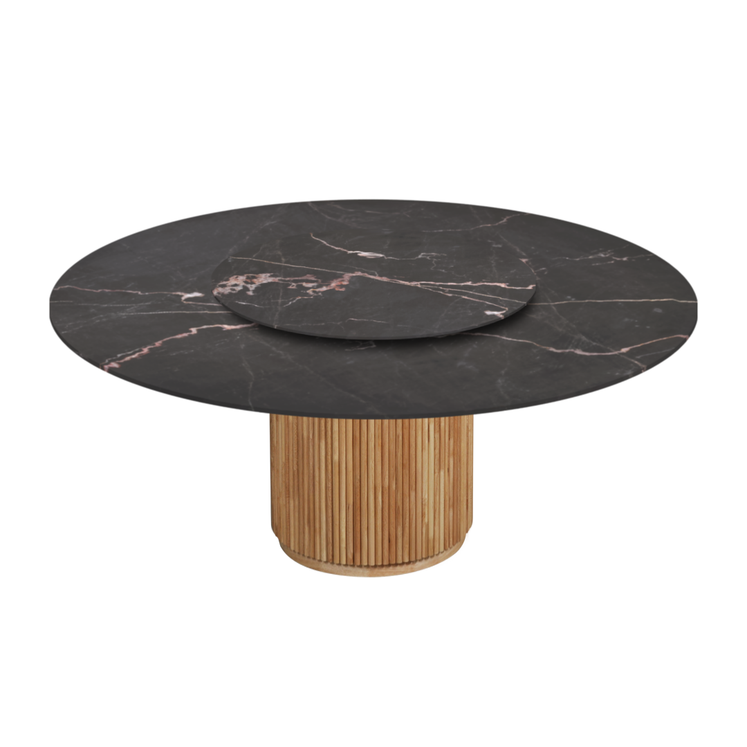 6ft Round Coffee Mousse Natural Marble Dining Table
