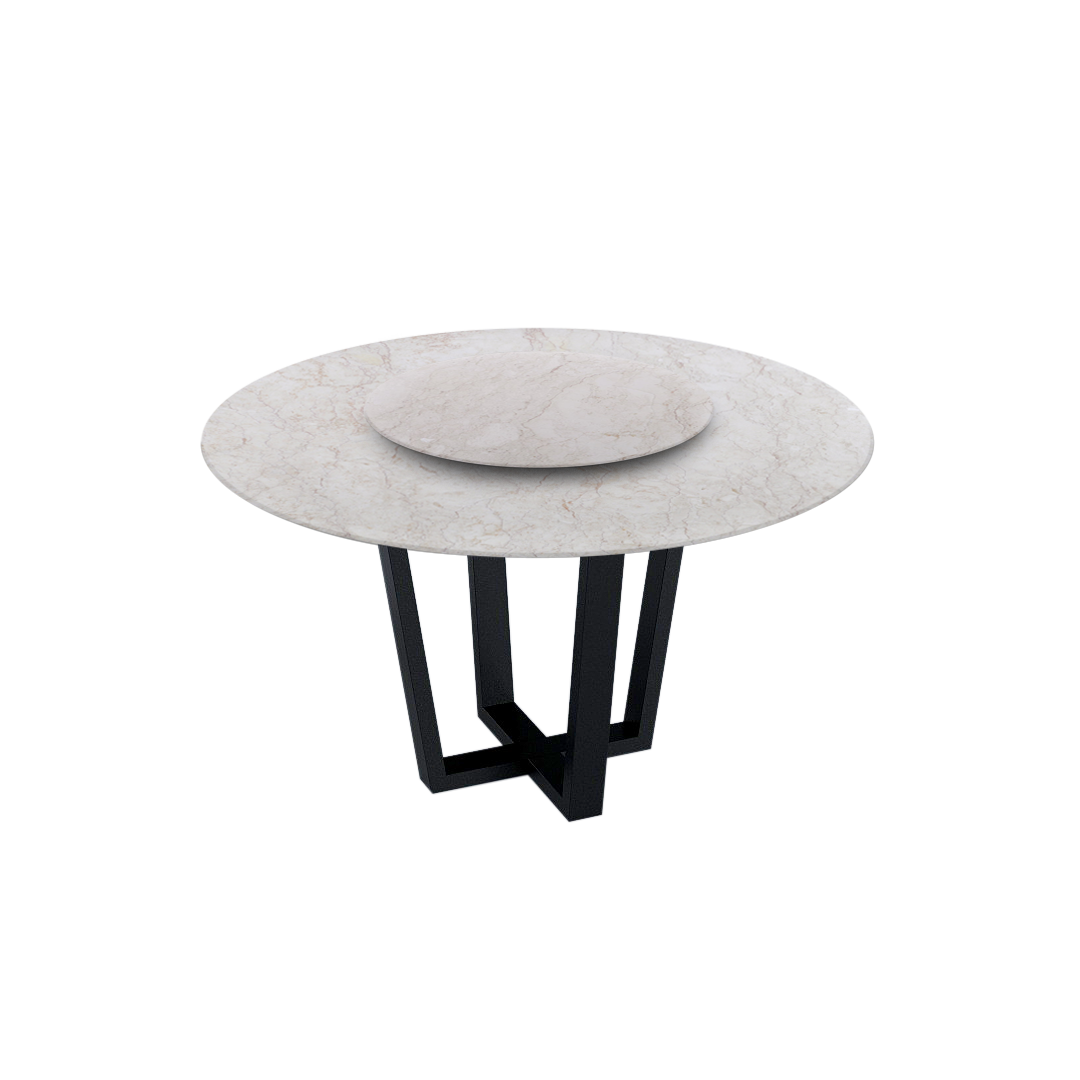 4.3ft Round Crema Marfil Natural Marble Dining Table