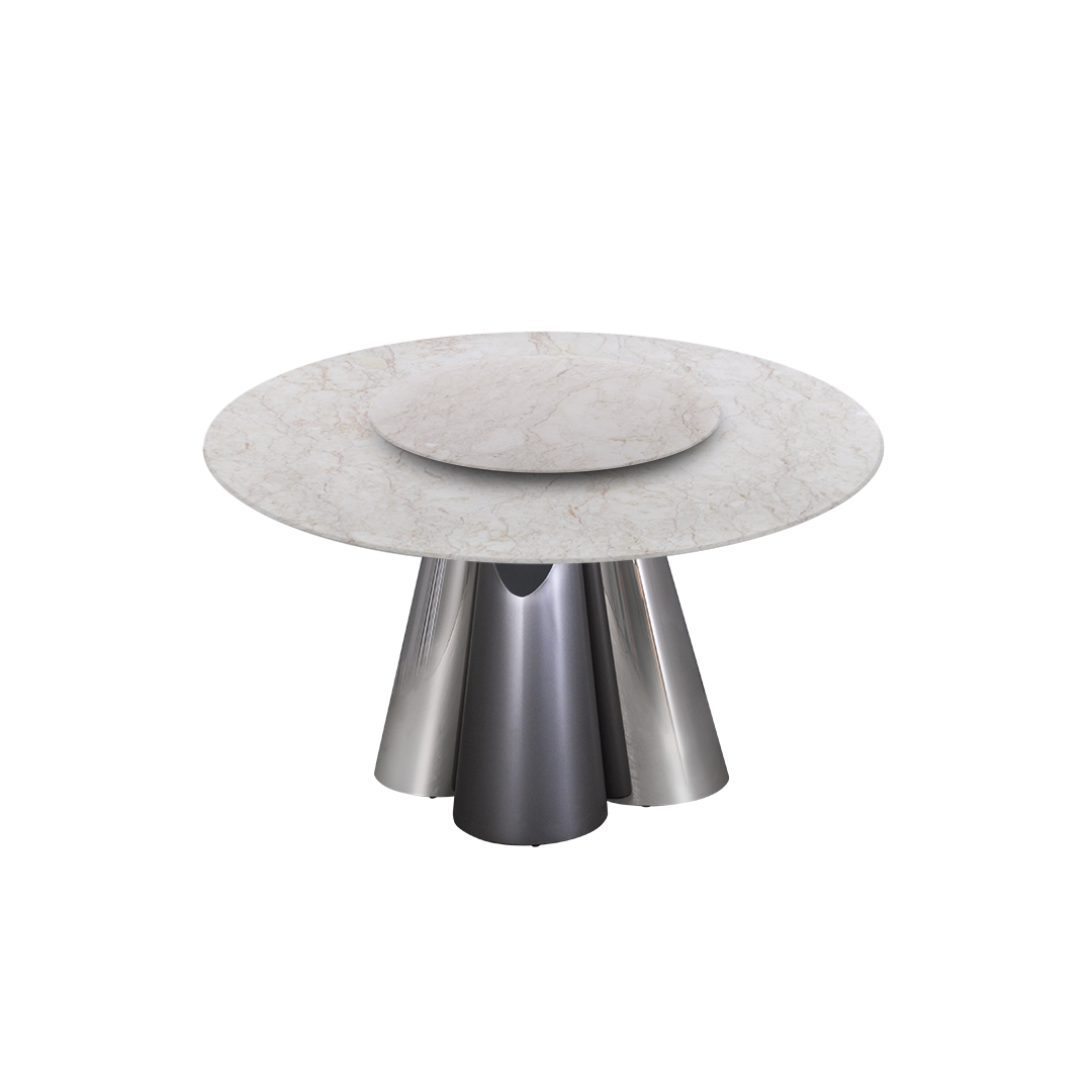 4.3ft Round Crema Marfil Natural Marble Dining Table