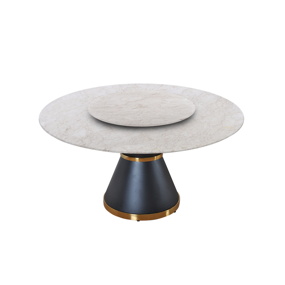5ft Round Crema Marfil Natural Marble Dining Table