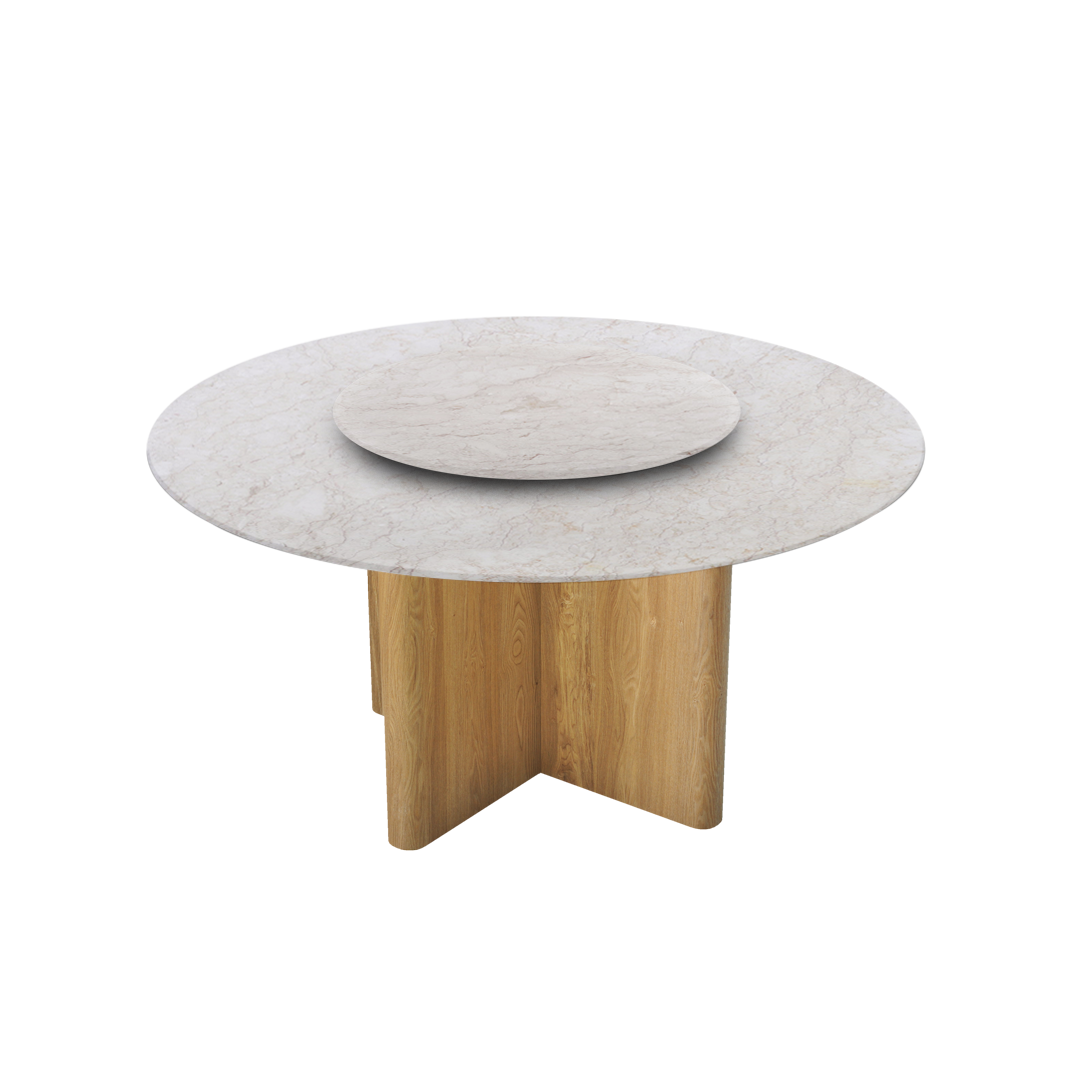 5ft Round Crema Marfil Natural Marble Dining Table