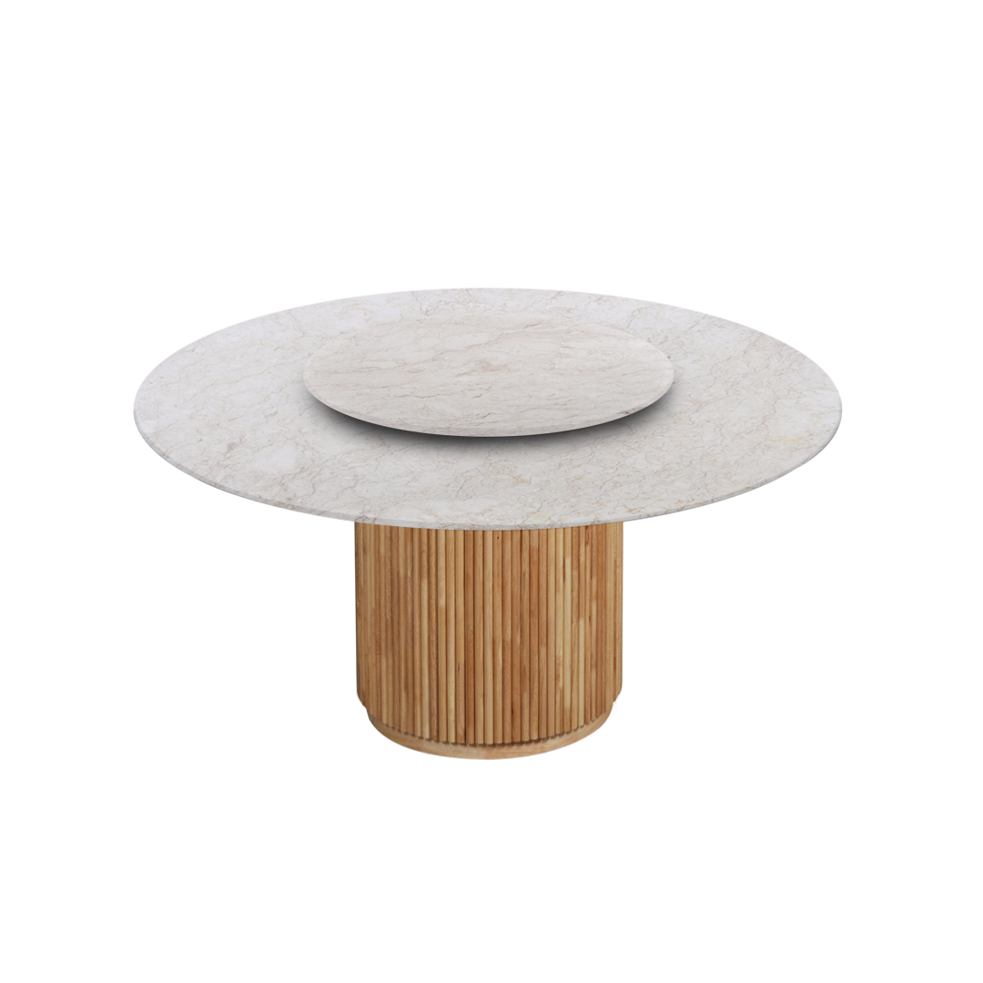 5ft Round Crema Marfil Natural Marble Dining Table