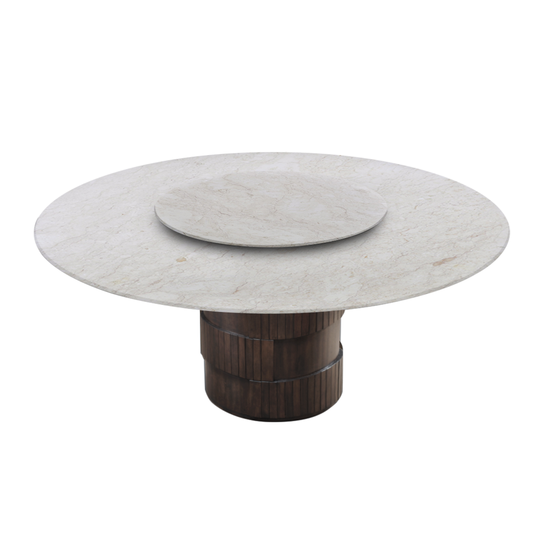 6ft Round Crema Marfil Natural Marble Dining Table